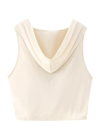 Yipinpay Pleated Crop Top Woman Sleeveless Hooded Blouses Women Casual Fashion Woman Blouse 2023 Streetwear Cropped Blouses Female